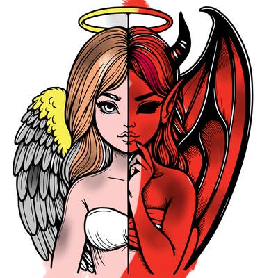 realistic angel half demon