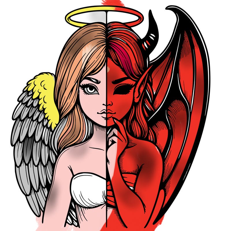 realistic angel half demon