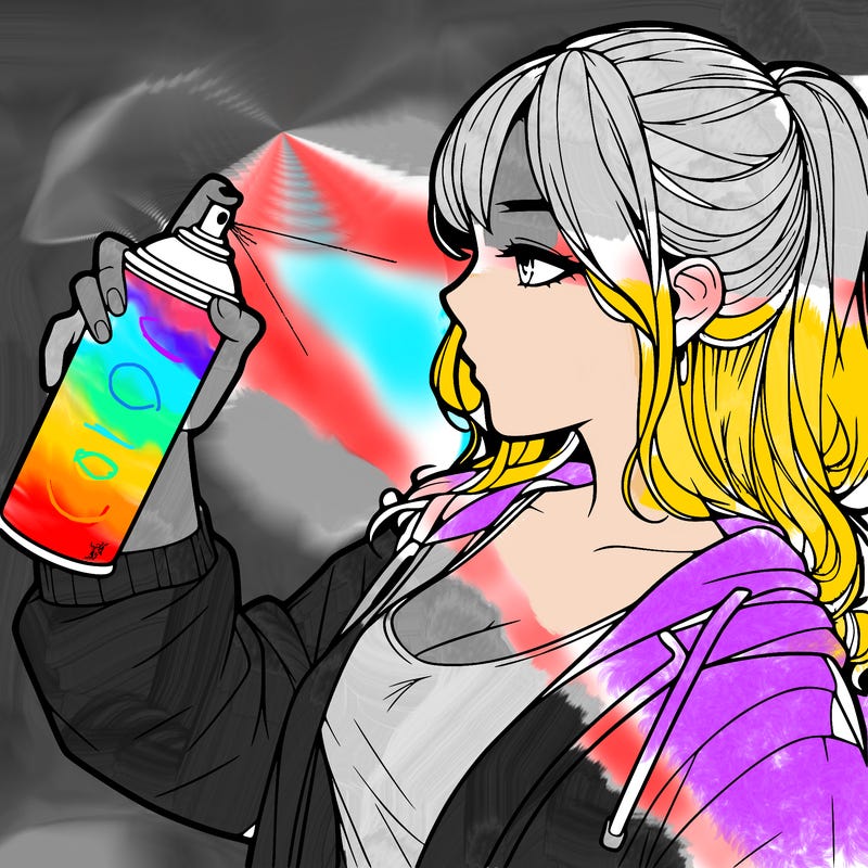 a realistic girl spray, painting