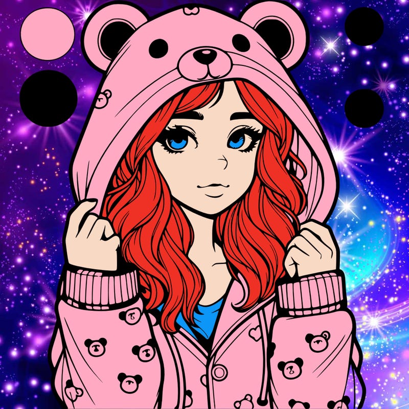 realistic girl in a animal pjs hoodie