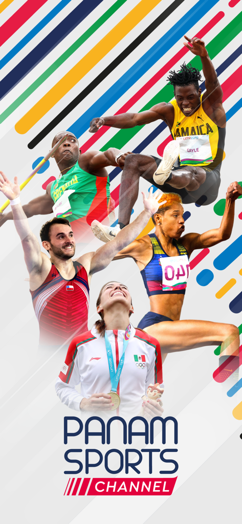 Panam Sports Channel - Image promotionnelle pour Panam Sports Channel présentant des athlètes panaméricains et le logo officiel.