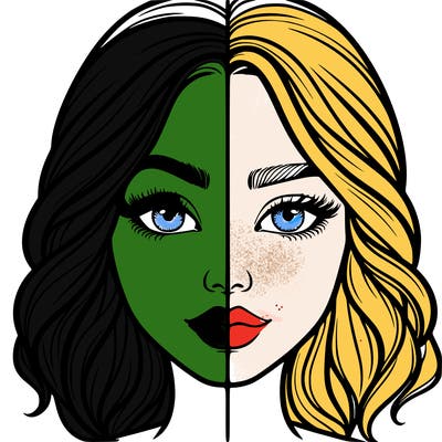 realistic girl split half