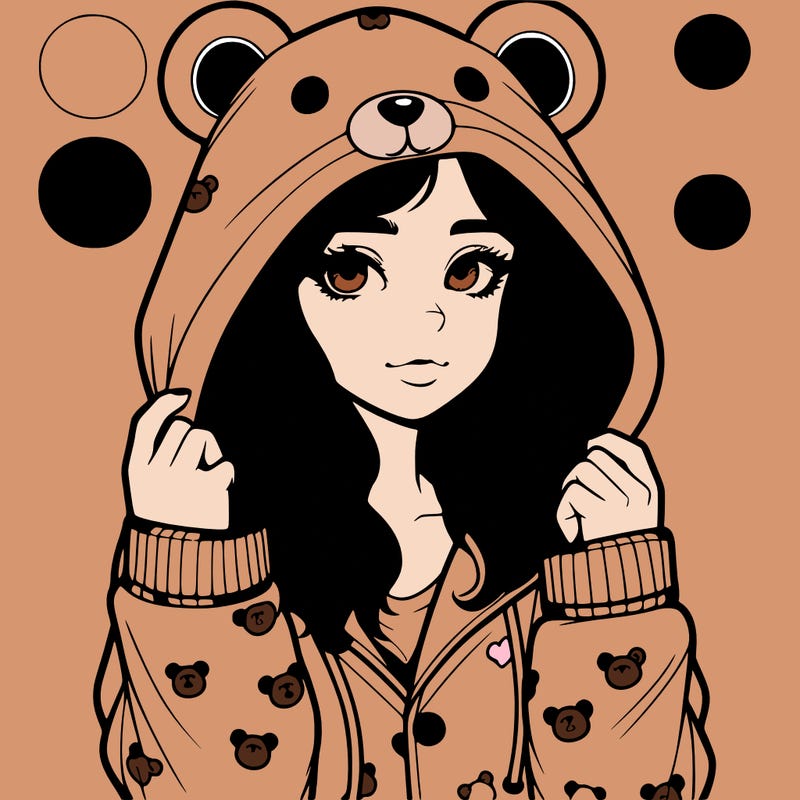 realistic girl in a animal pjs hoodie