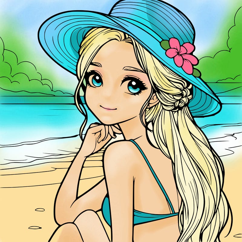 realistic girl at the beach