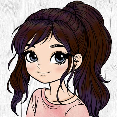 realistic girl with ponytail