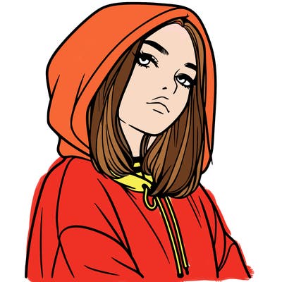 a realistic girl in a hoodie