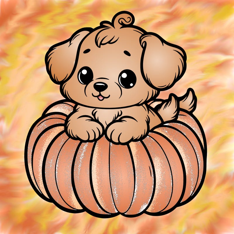 cute little puppy in a pumpkin