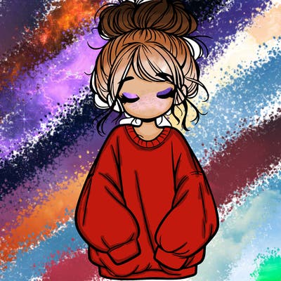 girl with baggy sweatshirt and messy bun