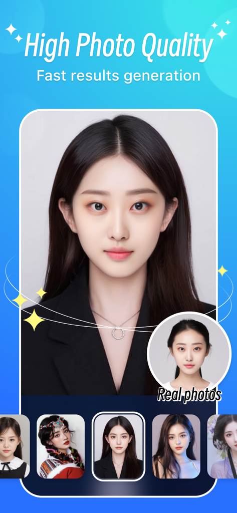 Clean Easily-Storage Cleaner - Clean Easily app interface showing high quality AI generated portraits and photo enhancement results.