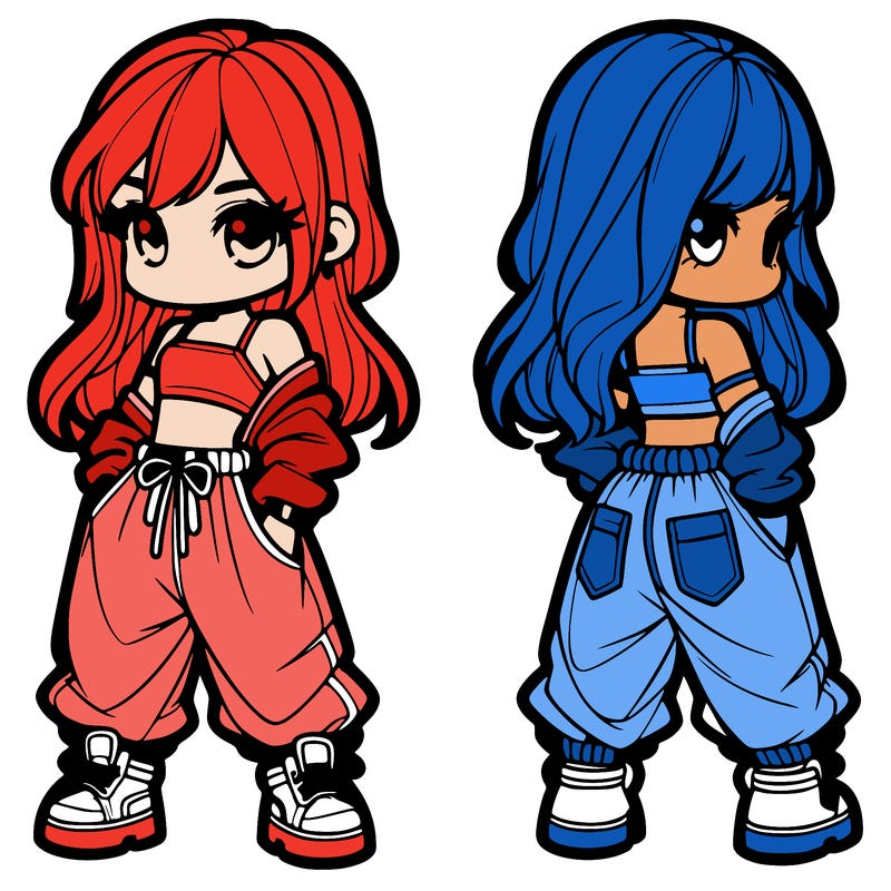 girl in crop top and baggy pants