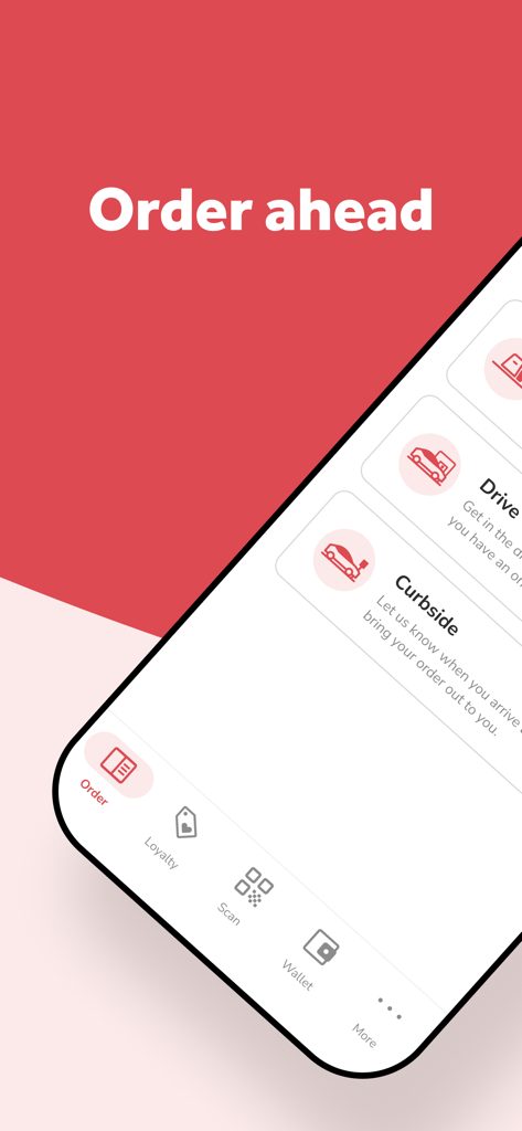 Swig Drinks app interface for ordering ahead with curbside and drive-through pickup options
