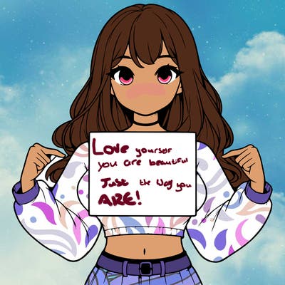 girl holding a blank sign in a long sleeve crop top