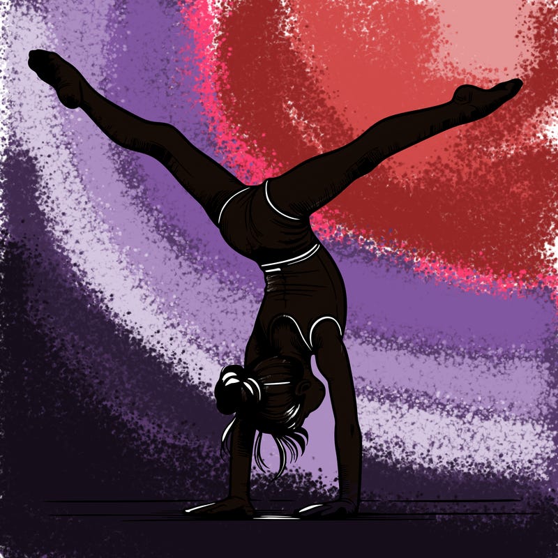 realistic gymnastic hand stand girl in four splits