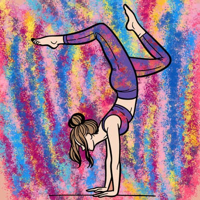 a woman doing a handstand