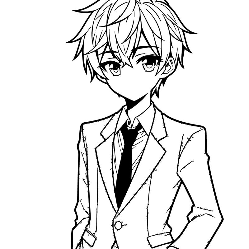 manga boy with suit and tie