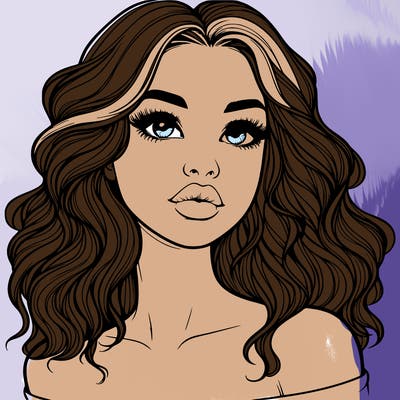 realistic girl with wavy hair and lips