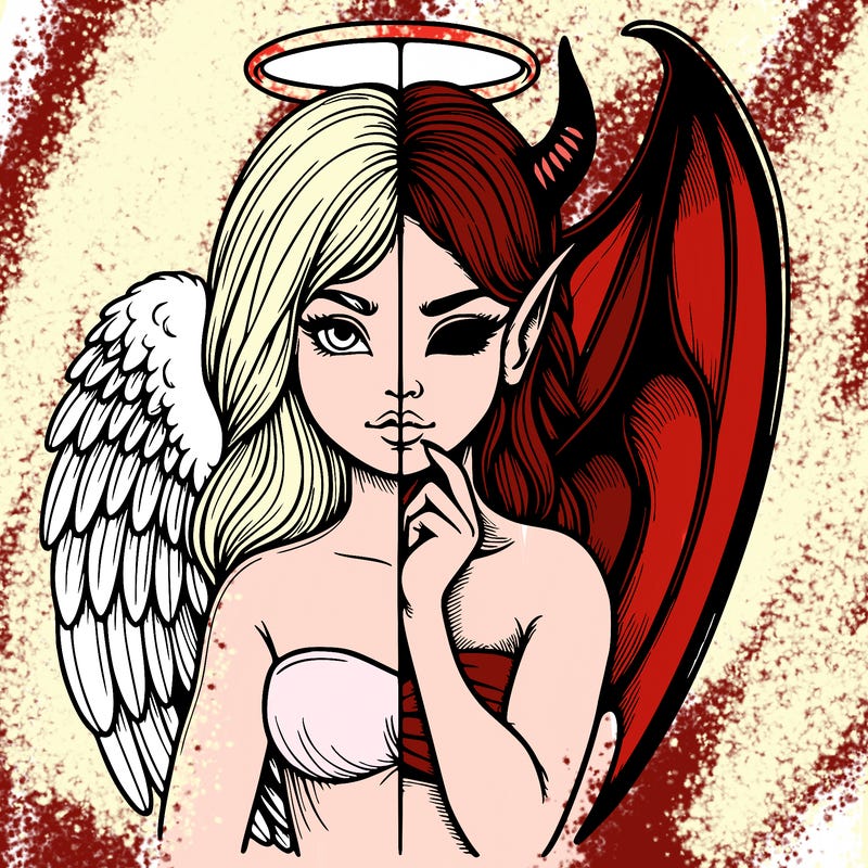 realistic angel half demon