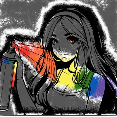 a realistic girl spray, painting