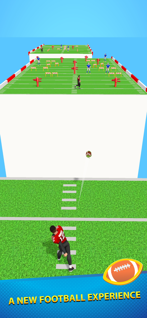 Hyper Touchdown 3D - A 3D American football player throwing a ball across a training field in Hyper Touchdown 3D