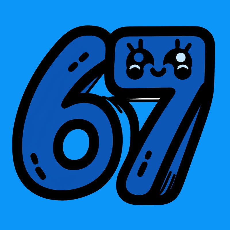 the numbers 67