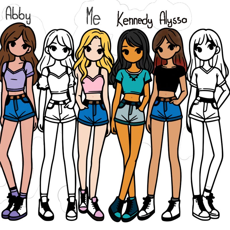 a group of girls wearing crop tops and shorts