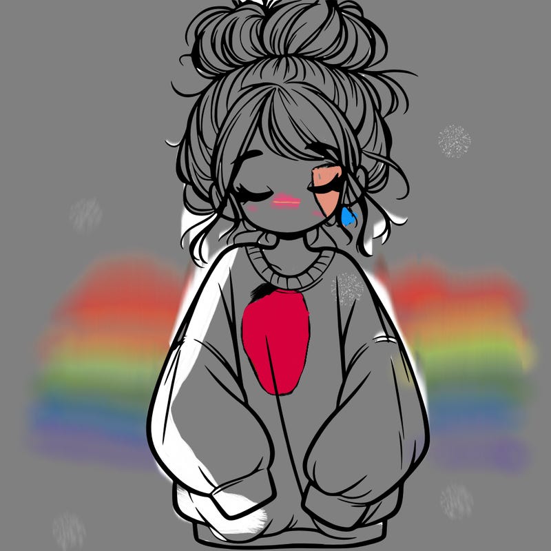 girl with baggy sweatshirt and messy bun