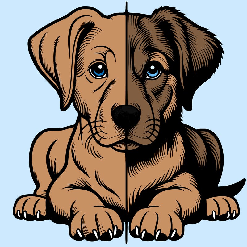 realistic dog split picture