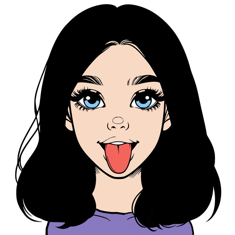 realistic girl with her tongue out