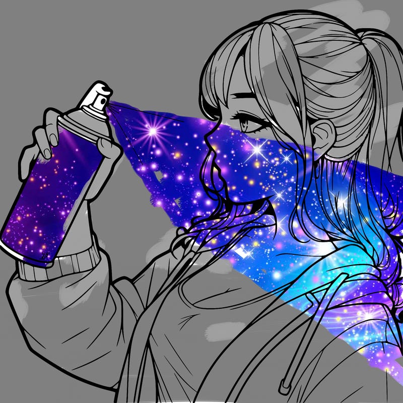 a realistic girl spray, painting