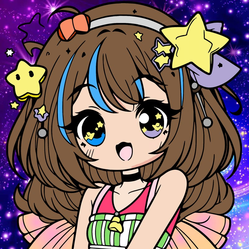 cute anime girl with star accessories
