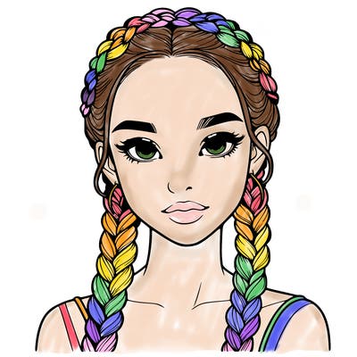 realistic girl with braids