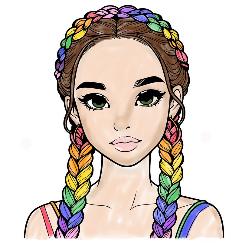 realistic girl with braids