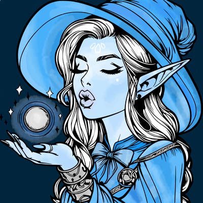 realistic elf casting a spell with lips