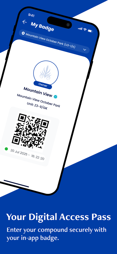 Mountain View Community - Pass di accesso digitale Mountain View Community con codice QR del residente