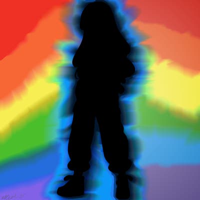 girl in baggy pants crop top and long hair