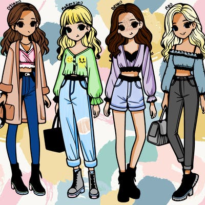 4 realistic girls with fashion