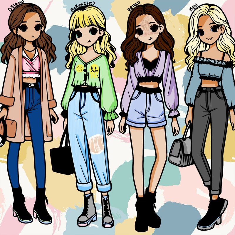 4 realistic girls with fashion