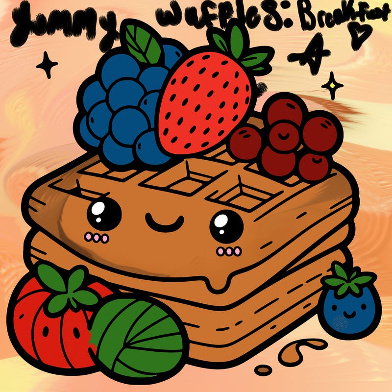 simple waffle with fruit