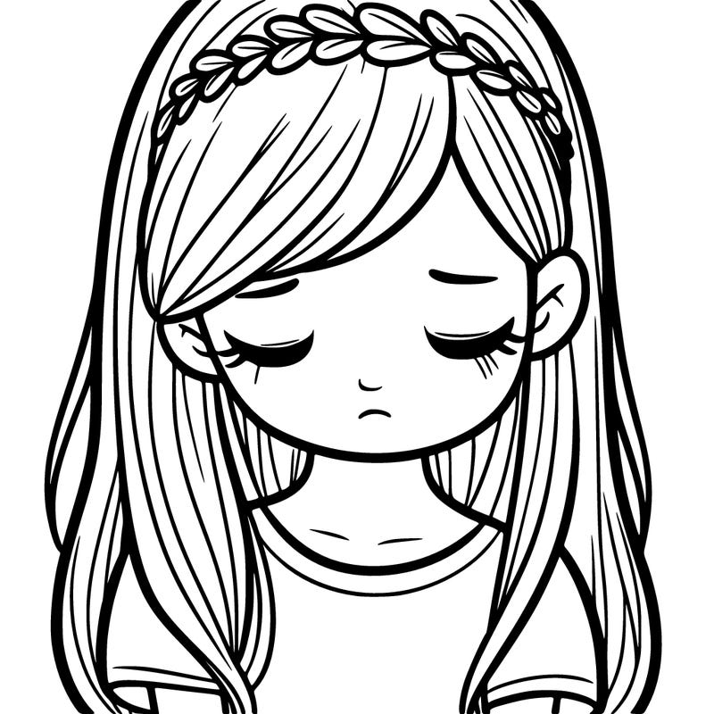 girl with head looking down her hair in down