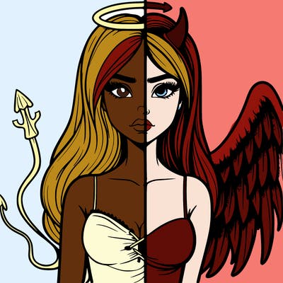 devil vs angel realistic girl