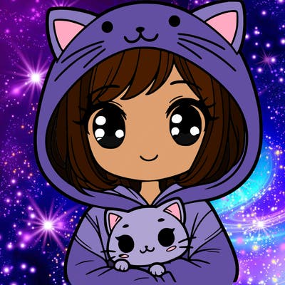 girl with cat hoodie