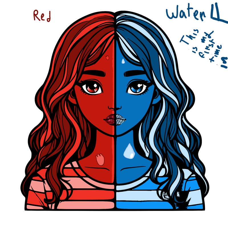 realistic girl split 2 side