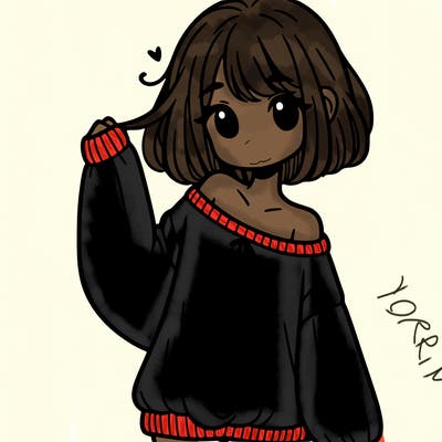 girl in baggy sweater hanging off her shoulder