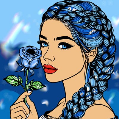 realistic woman with braids holding a single rose