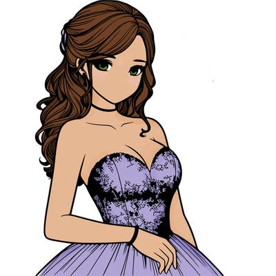 realistic girl in prom dress