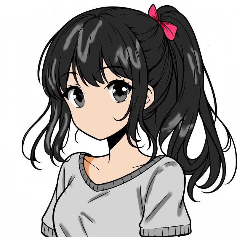 beautiful anime girl with a ponytail