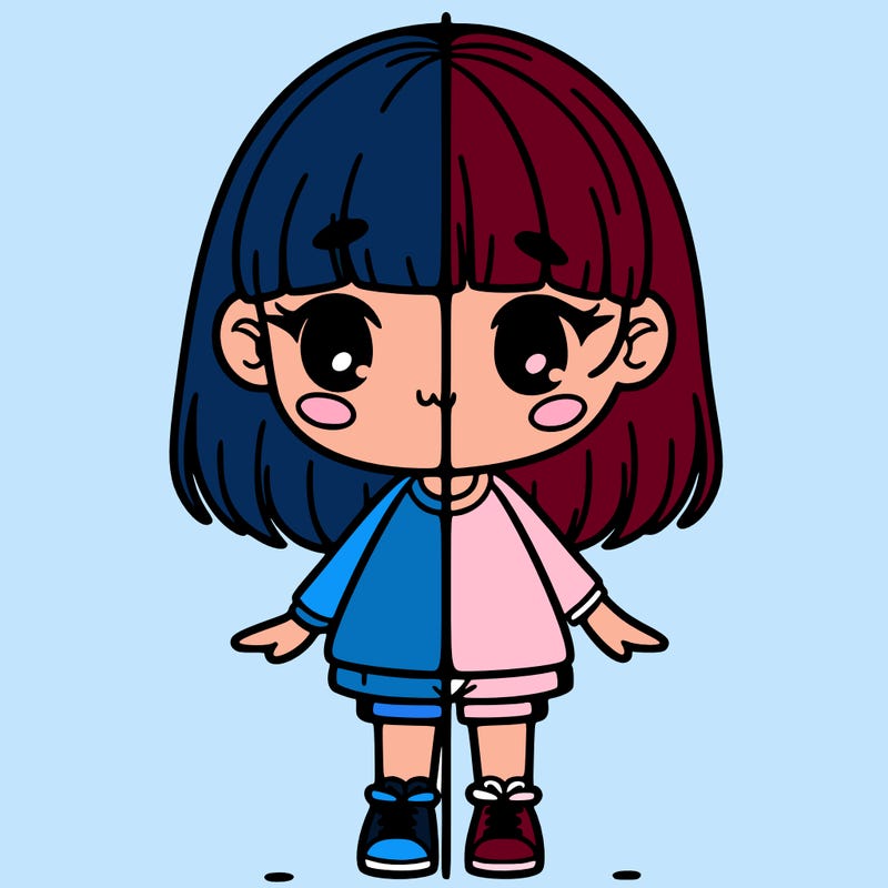 girl with line in the middle