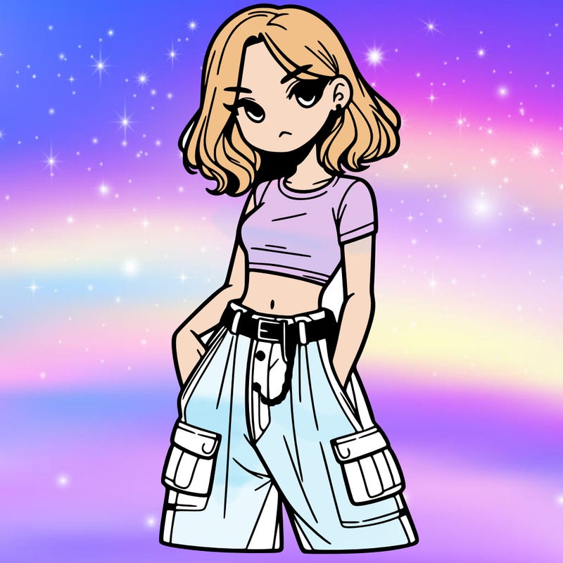 girl with crop top and baggy pants
