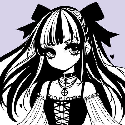 goth anime girl detailed