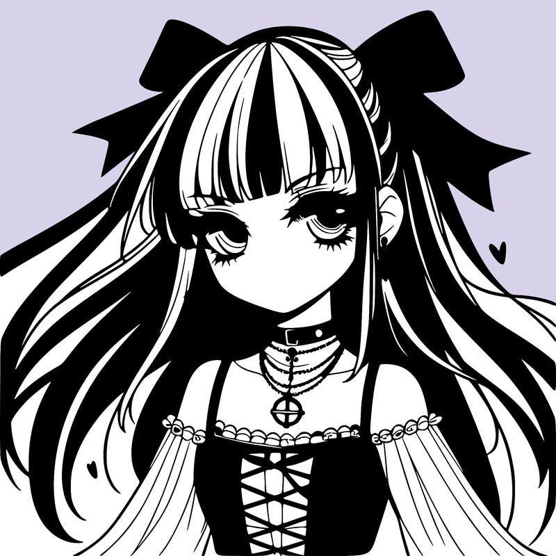 goth anime girl detailed